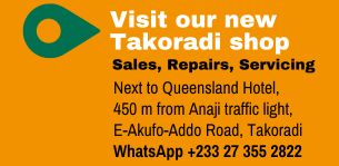 Visit our new shop in Takoradi. Stihl equipment. Sales, repairs, servicing. On E-Akufo-Addo Road, next to Queensland Hotel, 450 m from Anaji traffic light.